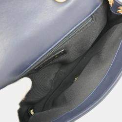 Pre Owned Chanel Blue Lambskin 2way Shoulder Handbag