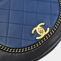 Pre Owned Chanel Blue Lambskin 2way Shoulder Handbag