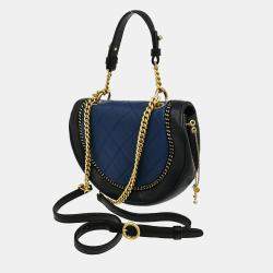 Pre Owned Chanel Blue Lambskin 2way Shoulder Handbag