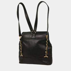 Pre Owned Chanel Black Calfskin Triple CC Backpack