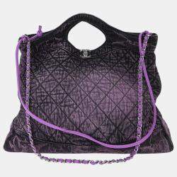 Pre Owned Chanel Purple Denim Chanel 31 Shopping Bag 2way Handbag