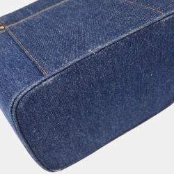 Pre Owned Chanel Blue Denim Vanity 2way Handbag