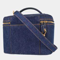 Pre Owned Chanel Blue Denim Vanity 2way Handbag