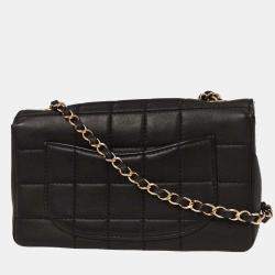 Pre Owned Chanel Black Calfskin Choco Bar Shoulder Bag