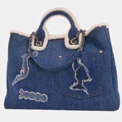 Pre Owned Chanel Blue Denim Medium Deauville 2way Tote Bag