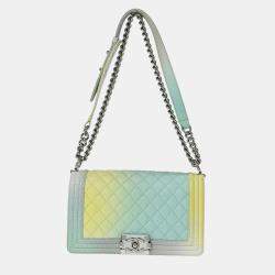Pre Owned Boy Chanel Pastel Color Calfskin Medium Shoulder Bag