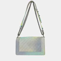Pre Owned Boy Chanel Pastel Color Calfskin Medium Shoulder Bag