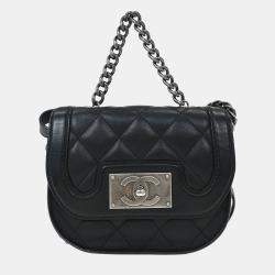 Pre Owned Chanel Black Calfskin 2way Handbag