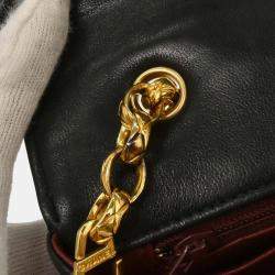 Pre Owned Chanel Black Lambskin Chevron Shoulder Bag