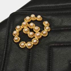 Pre Owned Chanel Black Lambskin Chevron Shoulder Bag