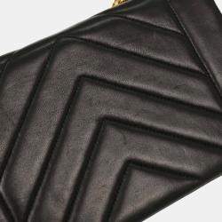 Pre Owned Chanel Black Lambskin Chevron Shoulder Bag