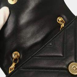 Pre Owned Chanel Black Lambskin Chevron Shoulder Bag