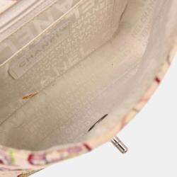 Pre Owned Chanel Pink Canvas Valentine Mini Classic Square Flap Shoulder Bag