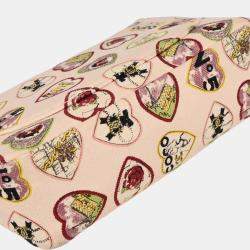 Pre Owned Chanel Pink Canvas Valentine Mini Classic Square Flap Shoulder Bag