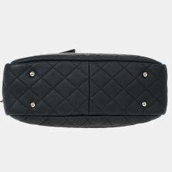 Pre Owned Chanel Black Lambskin Ultra Pocket Shopping Tote 2way Handbag