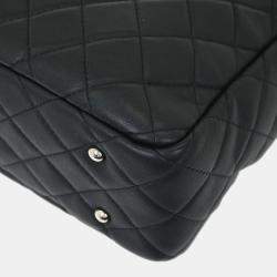 Pre Owned Chanel Black Lambskin Ultra Pocket Shopping Tote 2way Handbag
