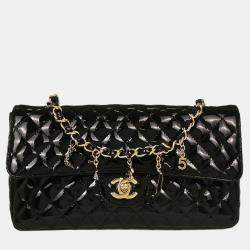 Pre Owned Chanel Black Patent Leather Shoulder Bag