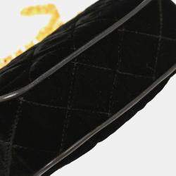 Pre Owned Chanel Black Velvet Shoulder Bag