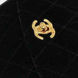 Pre Owned Chanel Black Velvet Shoulder Bag
