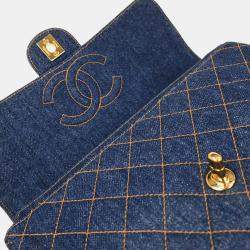 Pre Owned Chanel Denim Blue Backpack