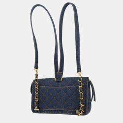 Pre Owned Chanel Denim Blue Backpack