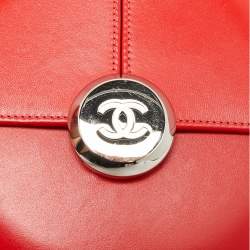 Pre Owned Chanel Red Leather Evening in the Air Bag