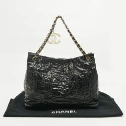 Pre Owned Chanel Black Puzzle Patent Leather Chain Tote