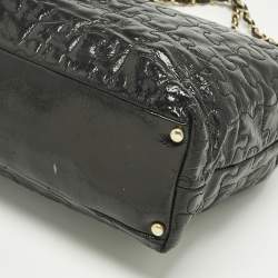 Pre Owned Chanel Black Puzzle Patent Leather Chain Tote
