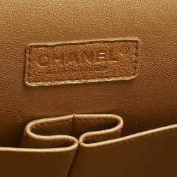 Pre Owned Chanel Metallic Brown Quilted Caviar Leather Maxi Classic Double Flap Bag