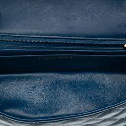 Pre Owned Chanel Navy Blue Mini Rectangular Classic Patent Single Flap