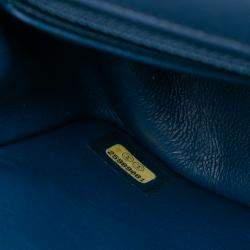 Pre Owned Chanel Navy Blue Mini Rectangular Classic Patent Single Flap