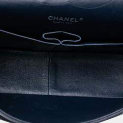 Pre Owned Chanel Blue Jumbo Classic Caviar Double Flap