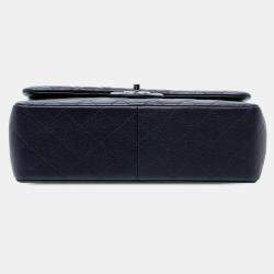 Pre Owned Chanel Blue Jumbo Classic Caviar Double Flap