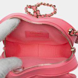 Pre Owned Chanel Pink Mini Lambskin CC in Love Heart Crossbody
