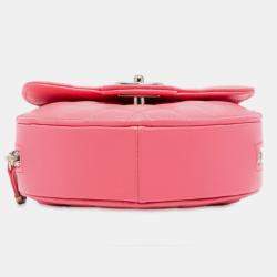 Pre Owned Chanel Pink Mini Lambskin CC in Love Heart Crossbody