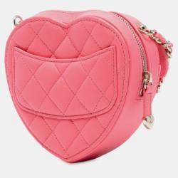 Pre Owned Chanel Pink Mini Lambskin CC in Love Heart Crossbody