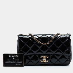Pre Owned Chanel Navy Blue Paris-Salzburg Small Patent and Goatskin CC Eyelet Flap