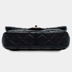 Pre Owned Chanel Navy Blue Paris-Salzburg Small Patent and Goatskin CC Eyelet Flap