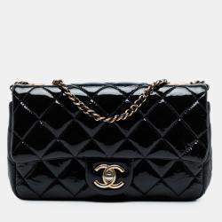 Pre Owned Chanel Navy Blue Paris-Salzburg Small Patent and Goatskin CC Eyelet Flap