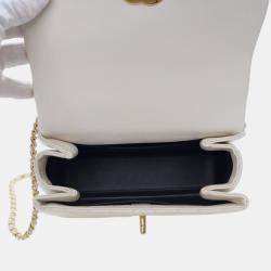 Pre Owned Chanel White Mini Quilted Caviar Coco First Flap