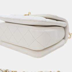 Pre Owned Chanel White Mini Quilted Caviar Coco First Flap