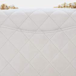 Pre Owned Chanel White Mini Quilted Caviar Coco First Flap