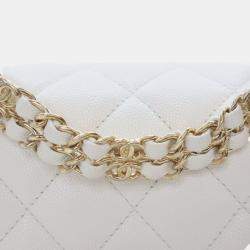 Pre Owned Chanel White Mini Quilted Caviar Coco First Flap