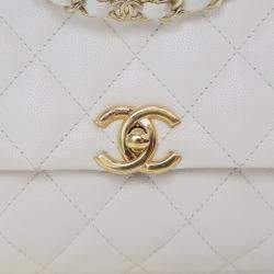 Pre Owned Chanel White Mini Quilted Caviar Coco First Flap