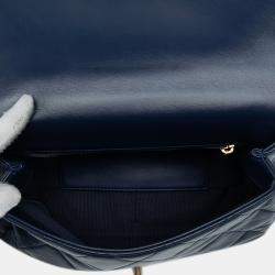 Pre Owned Chanel Navy Blue CC Quilted Lambskin Coin Chain Flap