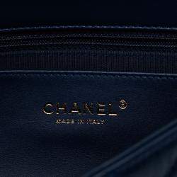 Pre Owned Chanel Navy Blue CC Quilted Lambskin Coin Chain Flap