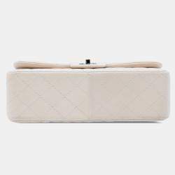 Pre Owned Chanel White Jumbo Classic Lambskin Double Flap