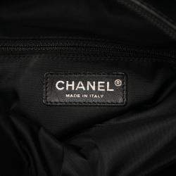 Pre Owned Chanel Black Small Quilted Coated Canvas Paris Biarritz Tote