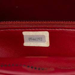 Pre Owned Chanel Red CC Quilted Lambskin Chain Tote