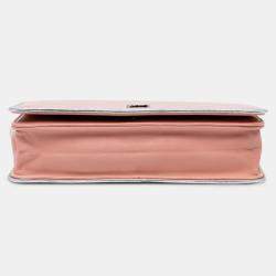 Pre Owned Chanel Pink CC Quilted Bicolor Lambskin Wallet On Chain